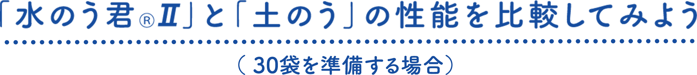 「水のう君Ⅱ」と「土のう」の性能を比較してみよう(30袋を準備する場合)