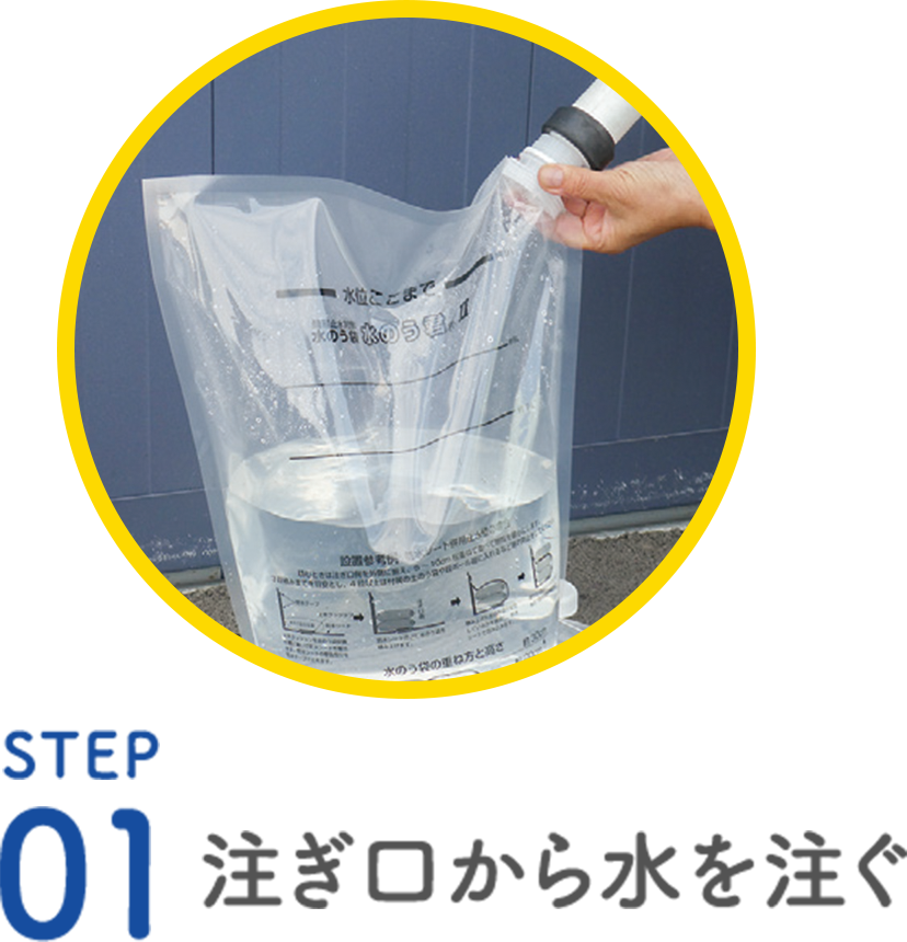STEP01 注ぎ口から水を注ぐ